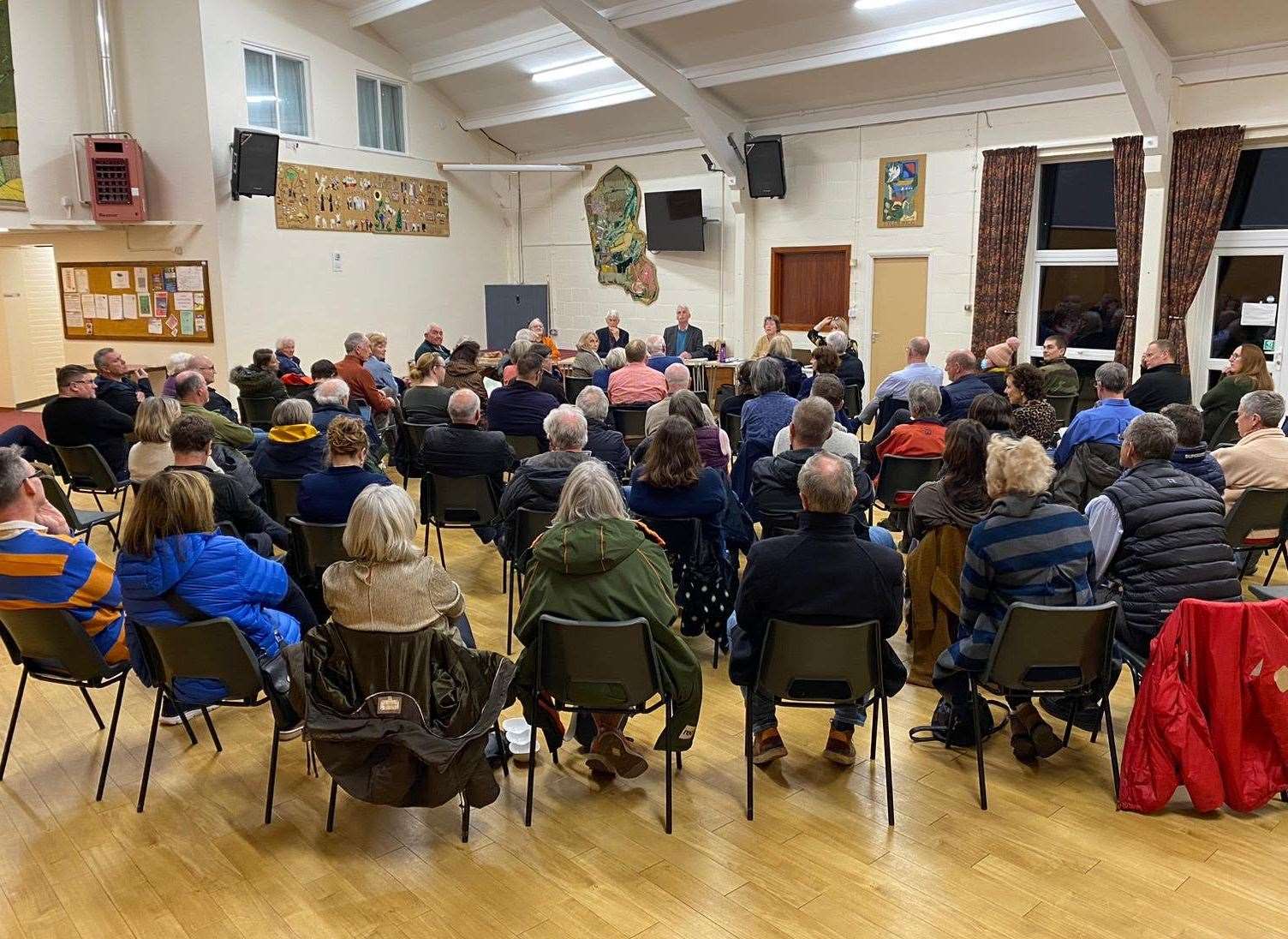 Residents packed the Tyler Hill Memorial Hall for a meeting to debate the proposals