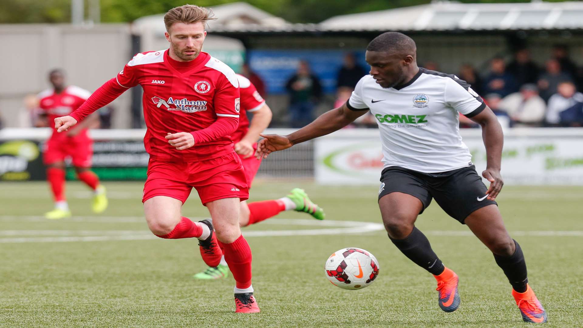 Welling's Matt Fish closes down Dover's Moses Emmanuel during the Kent Reliance Senior Cup final. Picture: Matthew Walker