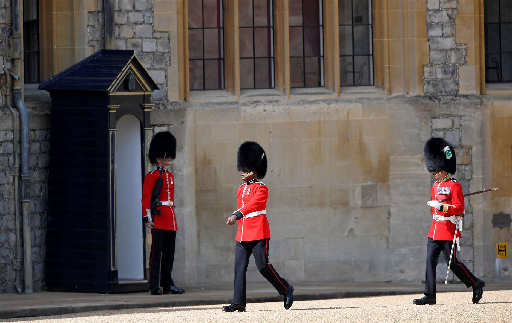 Members of the Household Division adhered to social distancing rules throughout the ceremony (Toby Melville/PA)