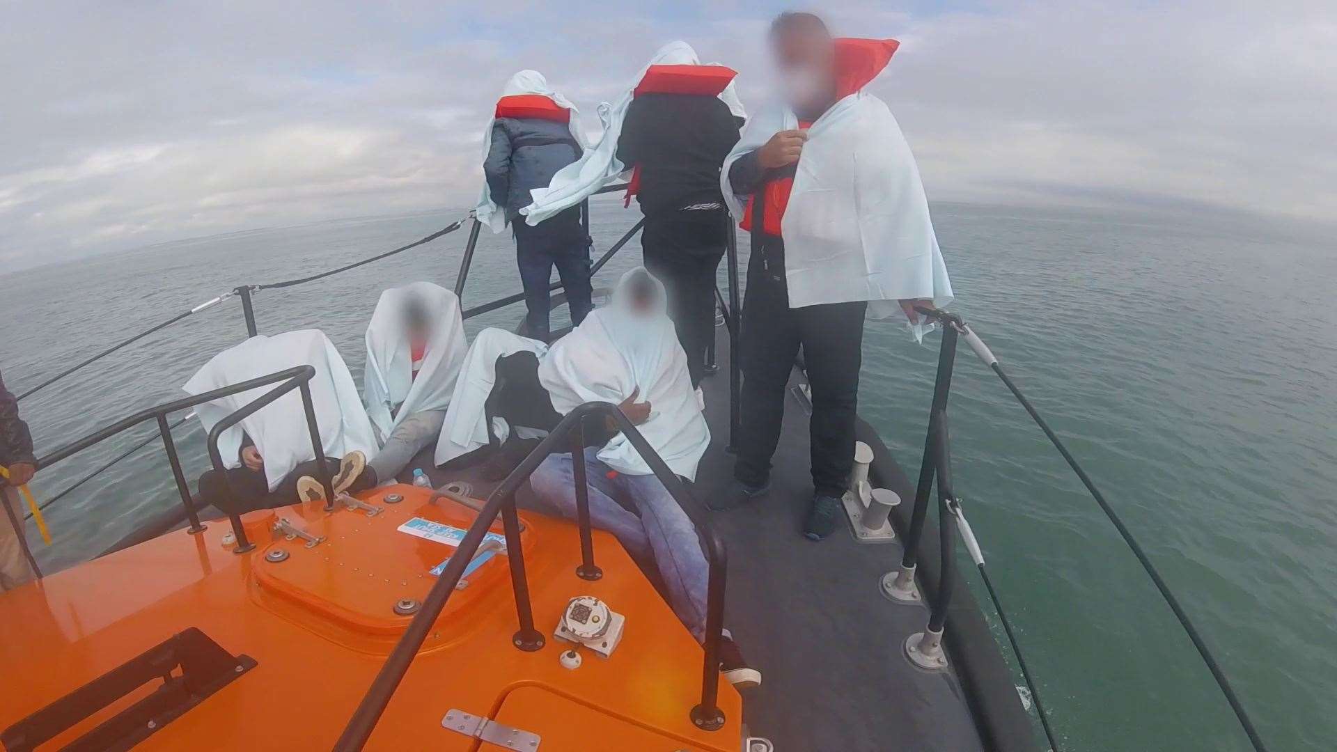 Footage taken in July 2021 of migrants being rescued by the RNLI (RNLI/PA)