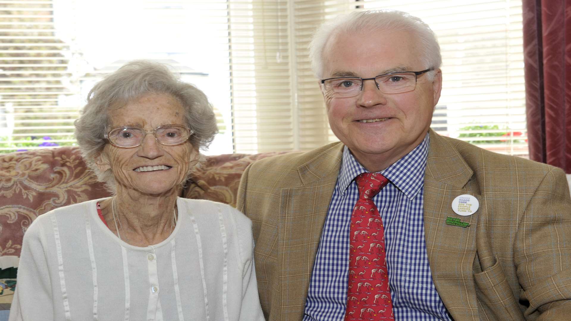 Doris Daniels with Macmillan Crossroads volunteer coordinator Phil Moore