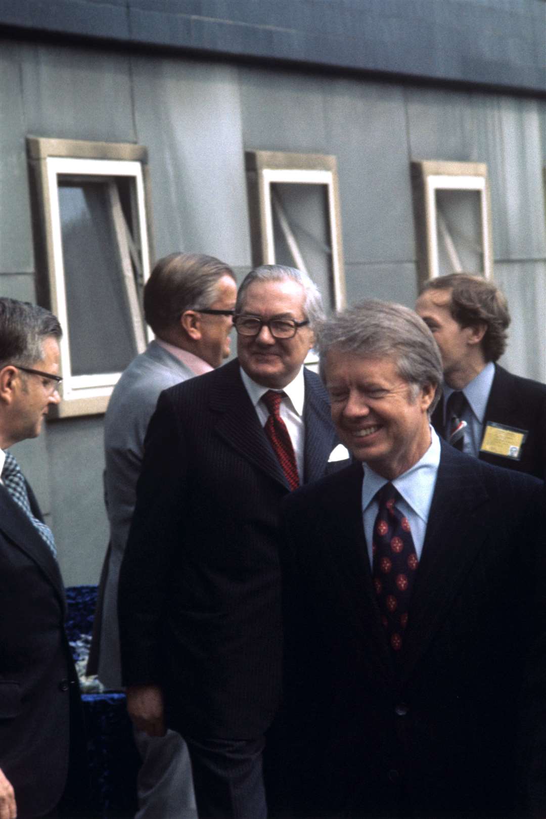 US President Jimmy Carter followed by then prime minister Mr James Callaghan in Sunderland when they visited the Corning Glass Factory (Archive/PA)