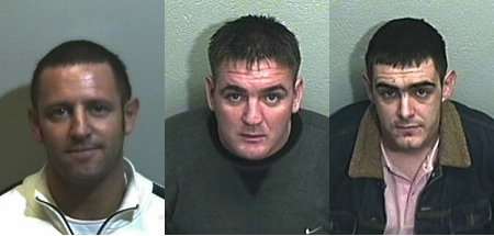 Three found guilty of killing Ted Shaxted. Left to right, Trevor Lees, Melvin Horlock, Bill Saunders