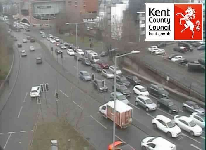 There were delays in Maidstone town centre due to an accident in Mill Street. Picture: Kent Highways