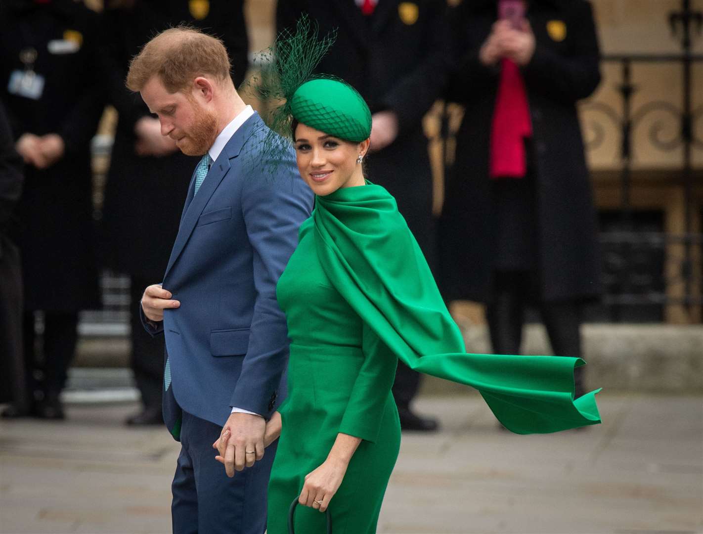 Harry, 35, arriving with Meghan on their last official public royal engagement before stepping down from the working monarchy in 2020 (Dominic Lipinski/PA)