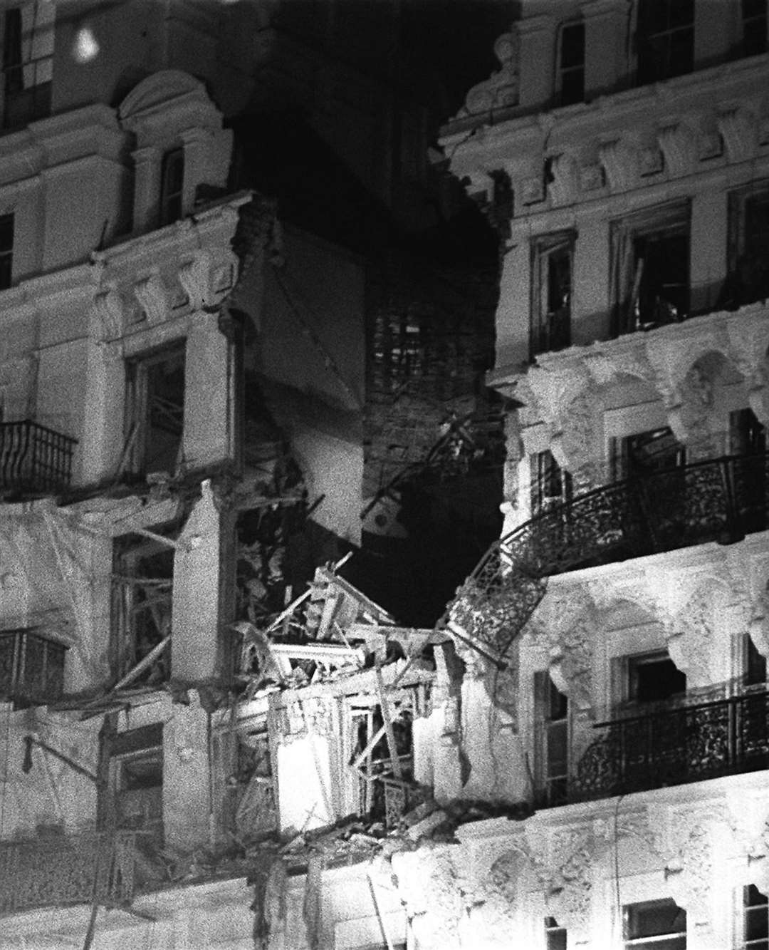 The upper floors of the Grand Hotel Brighton, severely damaged in the aftermath (PA)