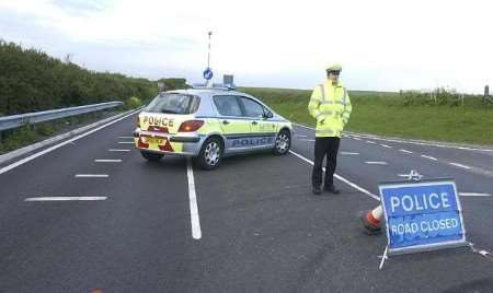 Kent Police closed the road shortly after the smash. Picture: CHRIS DAVEY