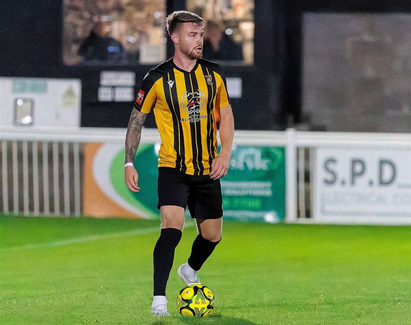 Fit-again midfielder Jack Jebb on the ball for Folkestone against Phoenix Sports. Picture: Helen Cooper