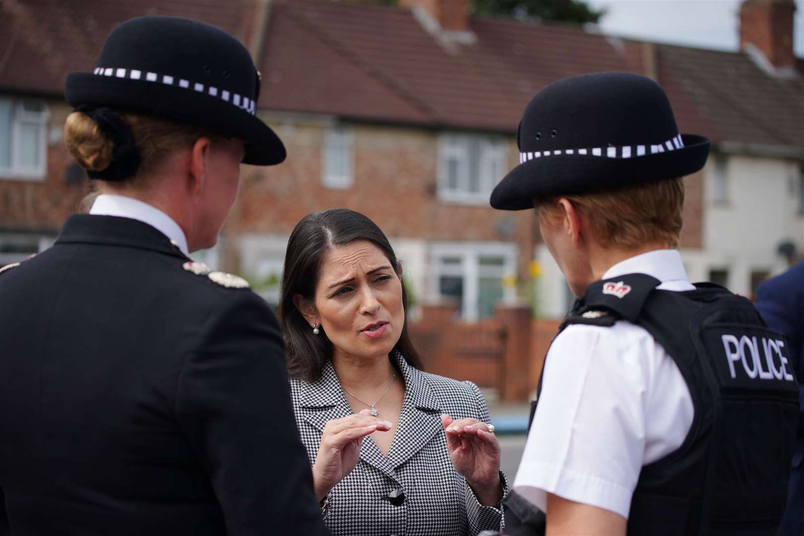 Home Secretary Priti Patel visited the scene in Kingsheath Avenue, Knotty Ash, Liverpool, where nine-year-old Olivia Pratt-Korbel was fatally shot on Monday night (Peter Byrne/PA)