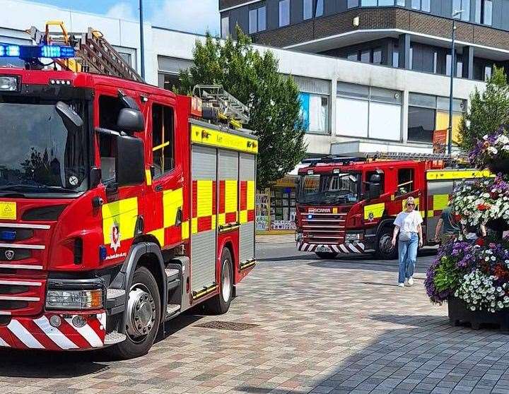 Fire engines outside the Evapo shop in High Street, Maidstone. Picture: Richy Aries