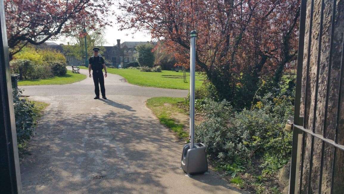 There have been attempts to reduce anti-social behaviour in the gardens, here police use a knife bar to detect weapons