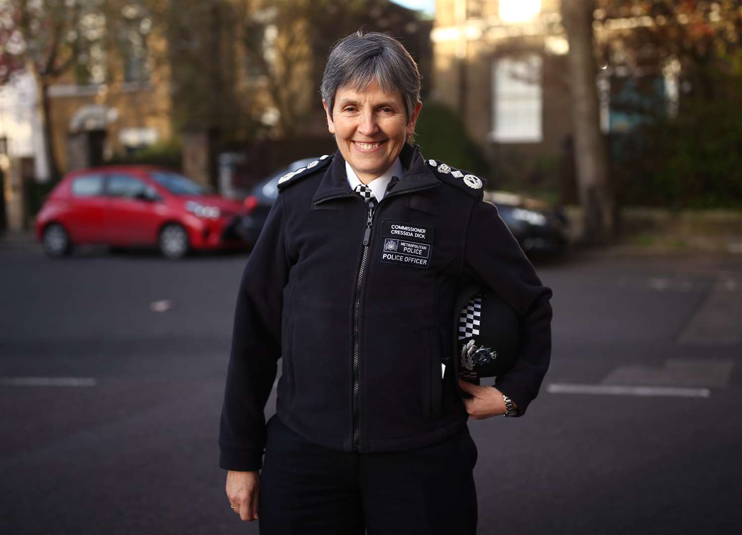 Metropolitan Police Commissioner Dame Cressida Dick attending a raid at an address in Islington, north London (Yui Mok/PA)