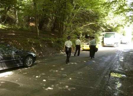 Police at the layby in 2003. Picture: JOHN WARDLEY