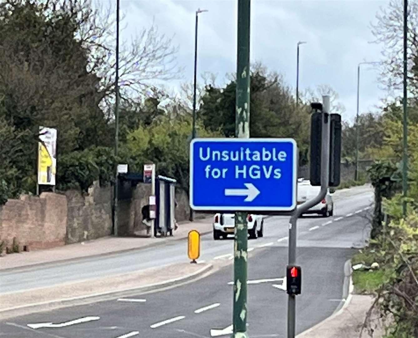 The blue and white sign the residents are calling for