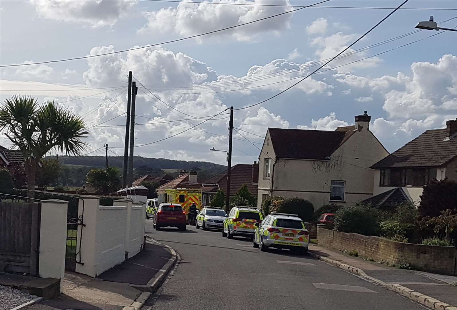 Five emergency vehicles attend the incident in Cross Road in Walmer