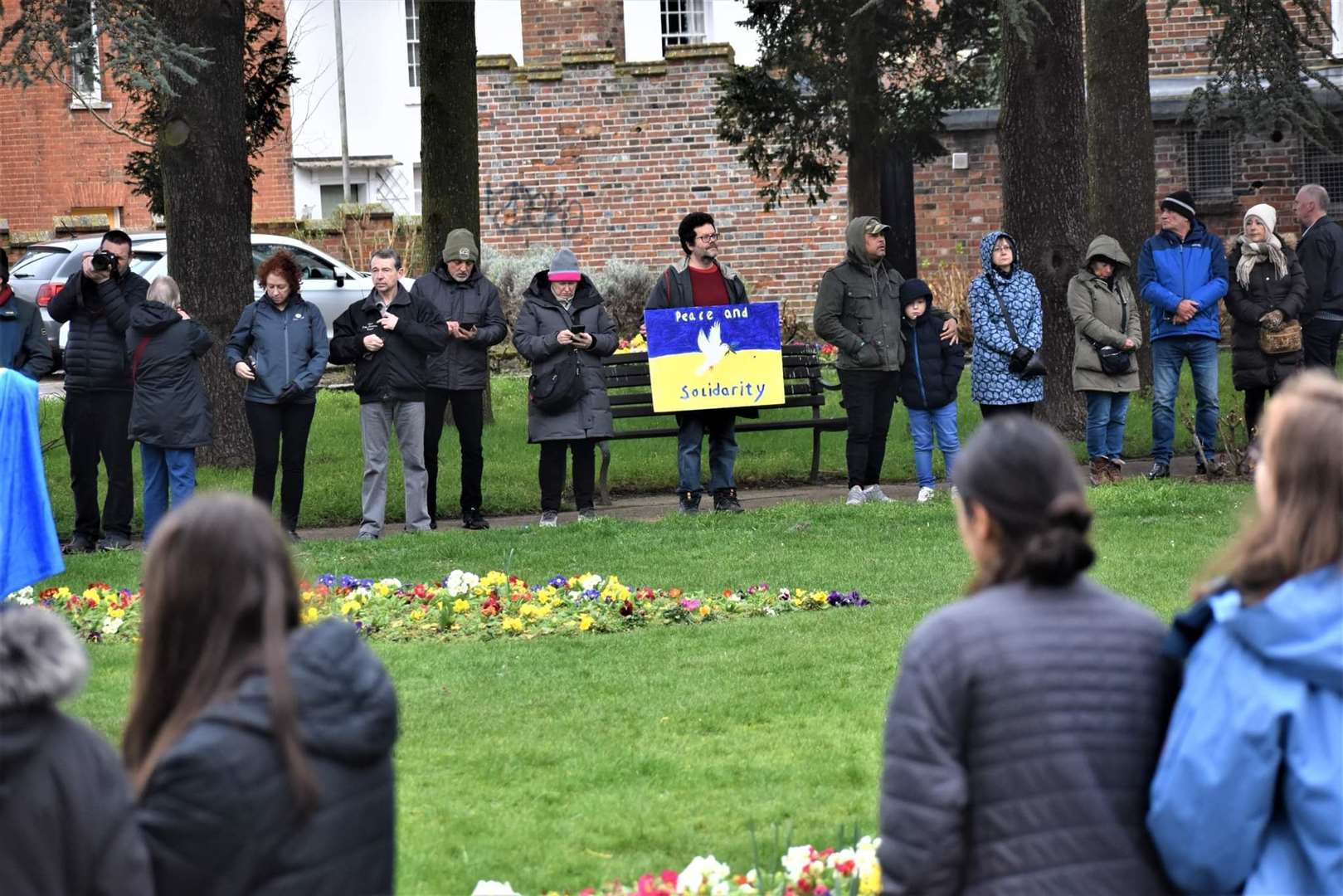 One sign read "peace and solidarity". Picture: Lucy Baxter