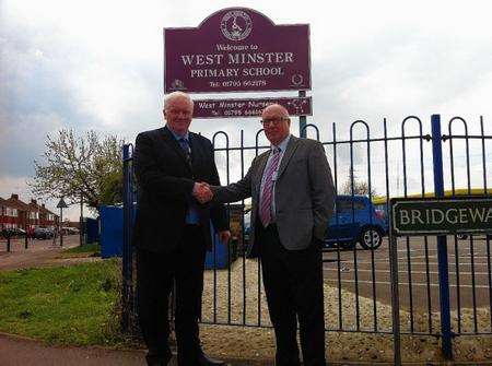 Steven Connors, left, is welcomed to his new role by Alan Bayford