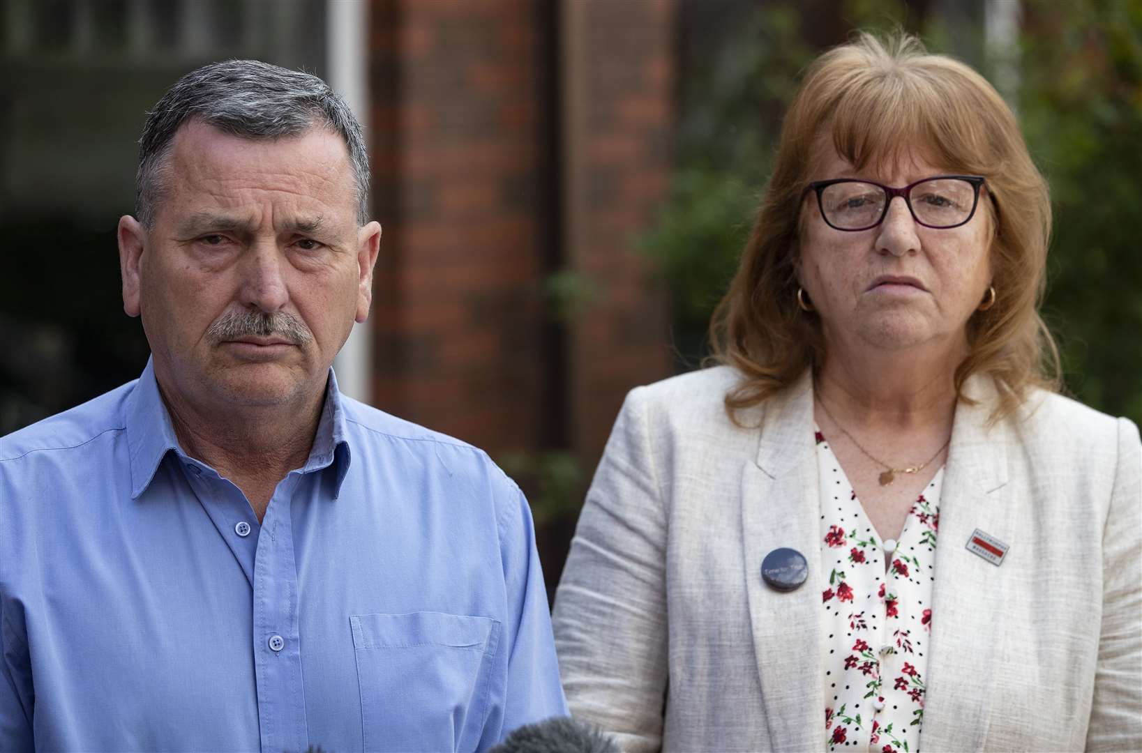 Briege Voyle, daughter of Joan Connolly, and John Teggart, son of Daniel Teggart (Brian Lawless/PA)