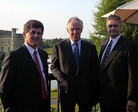 Locate in Kent reception, Leeds Castle. From left: Paul Wookey, chief executive, Sir Brandon Gough, chairman, and Kevin Lynes, KCC Cabinet member for regeneration and economic development