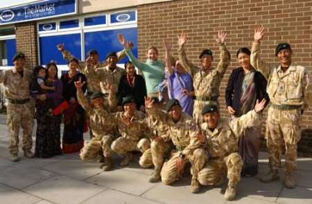 The soldiers celebrate their safe return home. Pictures: DAVE DOWNEY