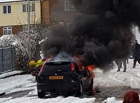 Car fire on Haig Avenue picture Aimee Fleming