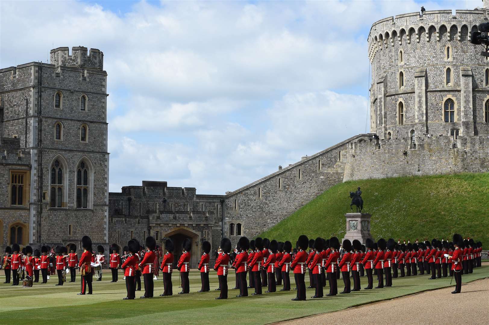 Guardsman stand in formation at Windsor Castle (Eddie Mulholland/The Daily Telegraph/PA)