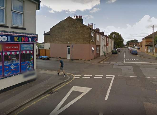 The junction of Rose Street and Granville Road, Sheerness, where the armed police were spotted. Pic: Google