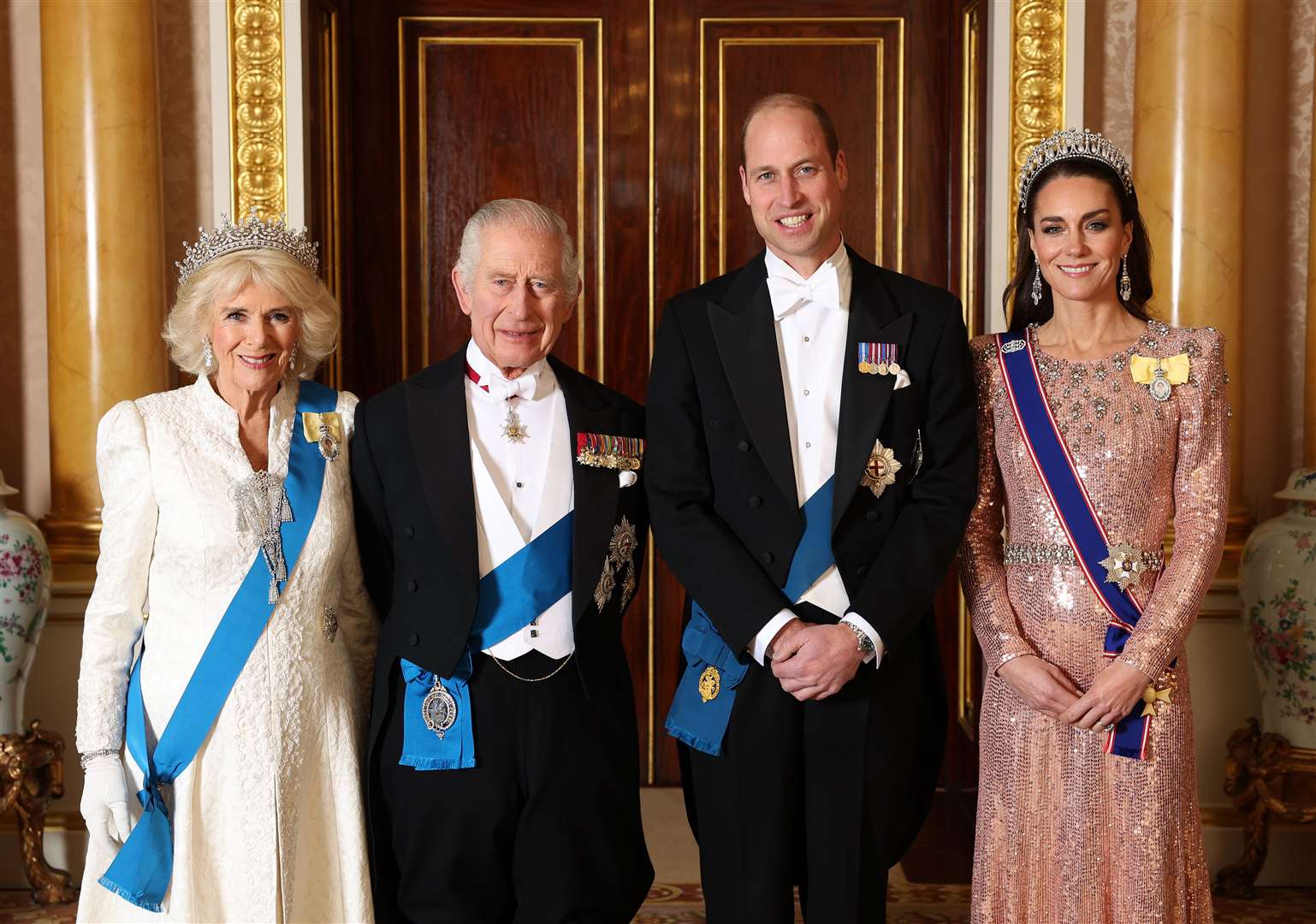 The Queen, King, Prince and Princess of Wales in the 1844 Room at Buckingham Palace (Chris Jackson/PA)