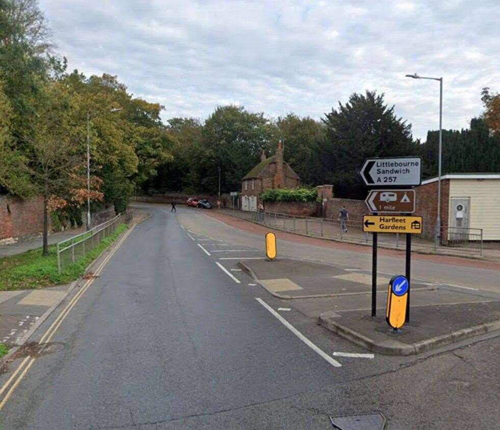 The A257 St Martins Hill is closed due to a burst water main. Picture: Google Maps