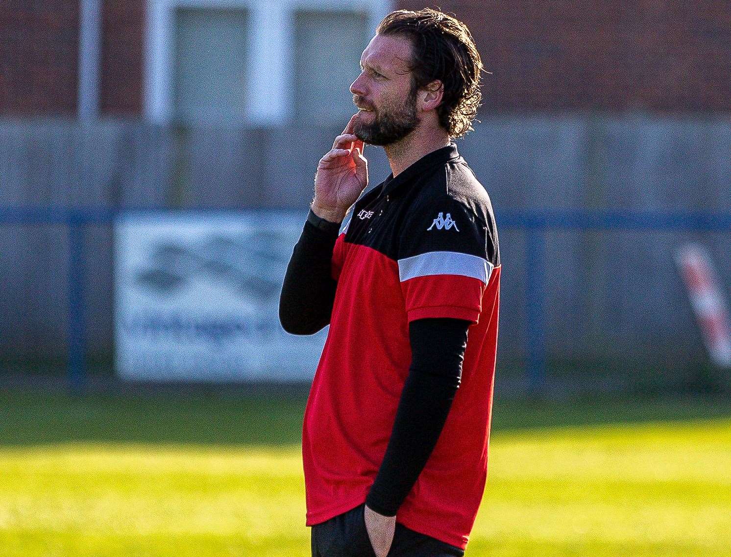 New Whitstable Town player-boss Andy Drury at Haywards Heath. Picture: Les Biggs