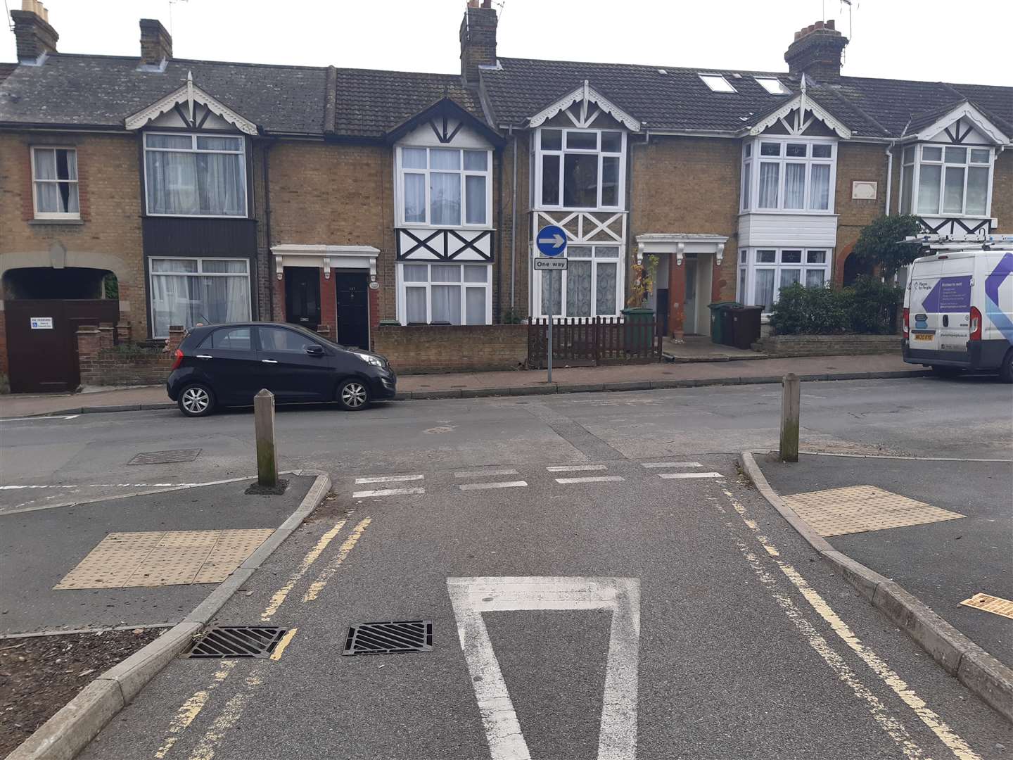 The junction of Bazalgette Rise with Milton Street, Maidstone