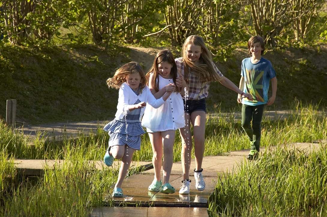 Having fun at Hever Castle's water maze