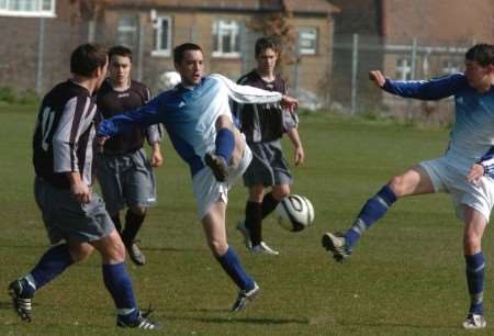 White Horse (blue and white) cruised past White Colts Athletic on Sunday