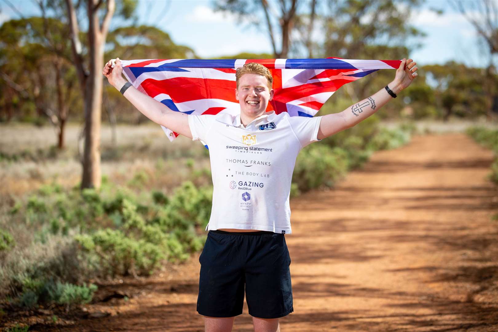 Louis Alexander during his Australian Outback run (Carwyn Monck/PA)