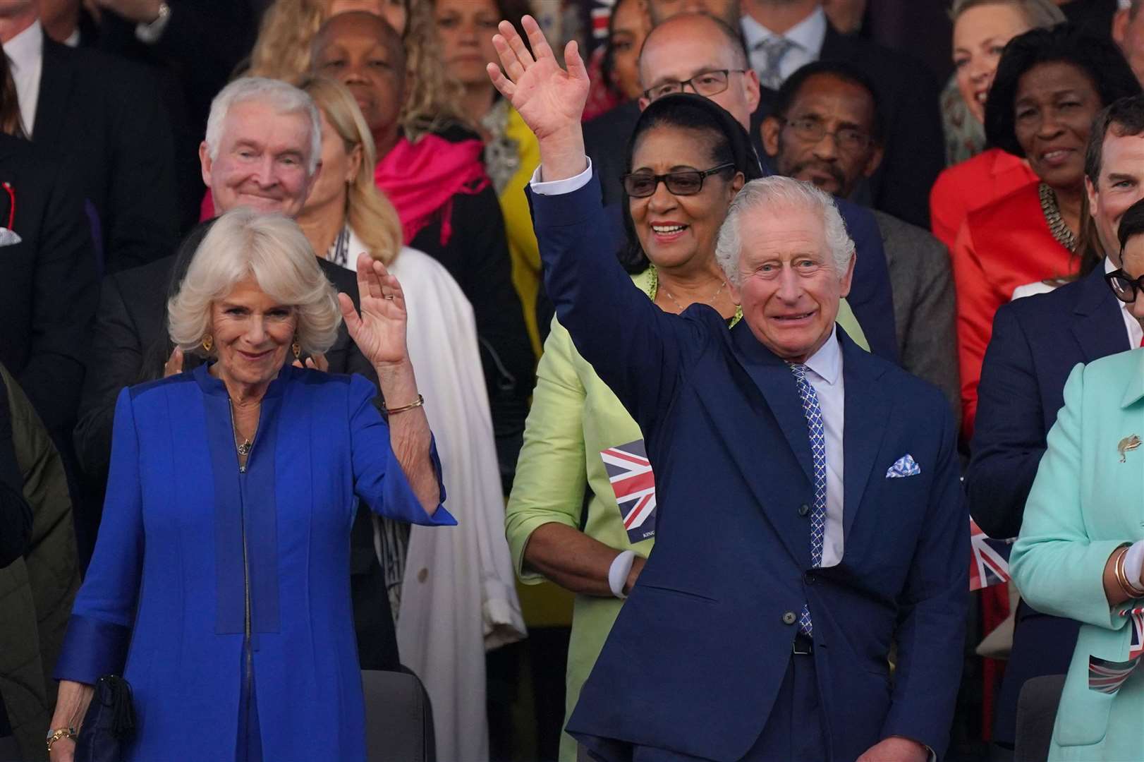 The King and Queen watch the Coronation Concert (Yui Mok/PA)