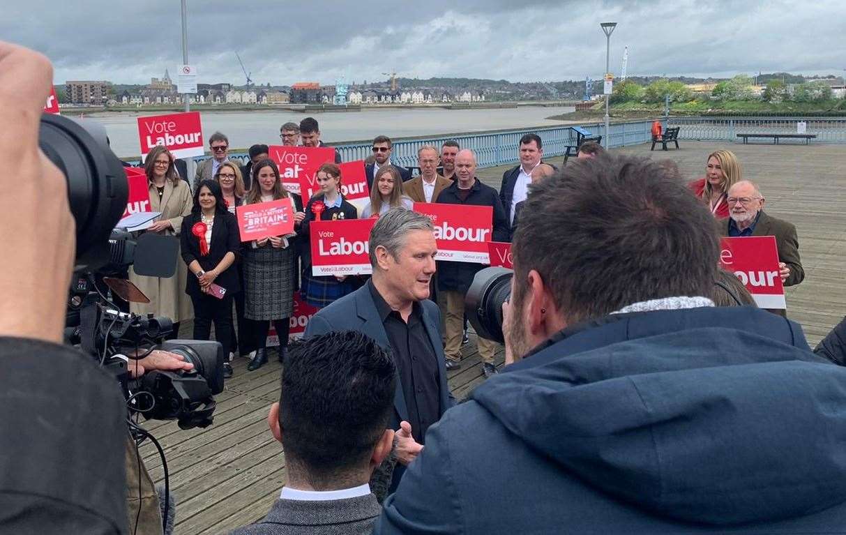 Labour Leader Sir Keir Starmer visited Sun Pier, in Chatham, following the party's historic win at Medway Council