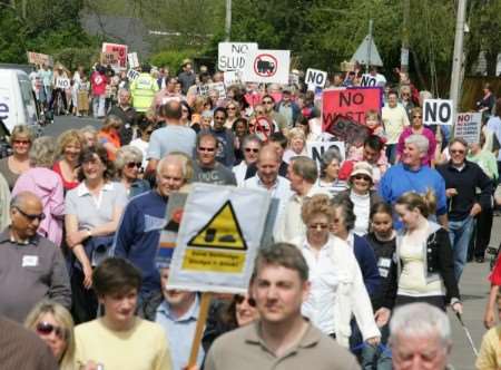 The protestors make their feelings known. Pictures: Martin Apps