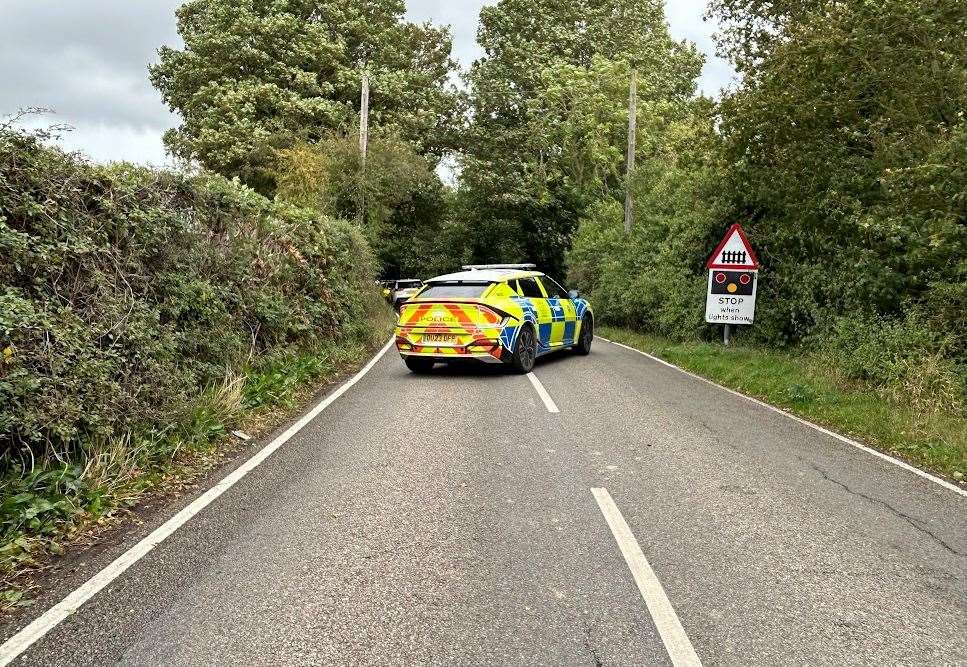 A train is understood to have crashed into a broken-down car at Grove Ferry level crossing near Canterbury