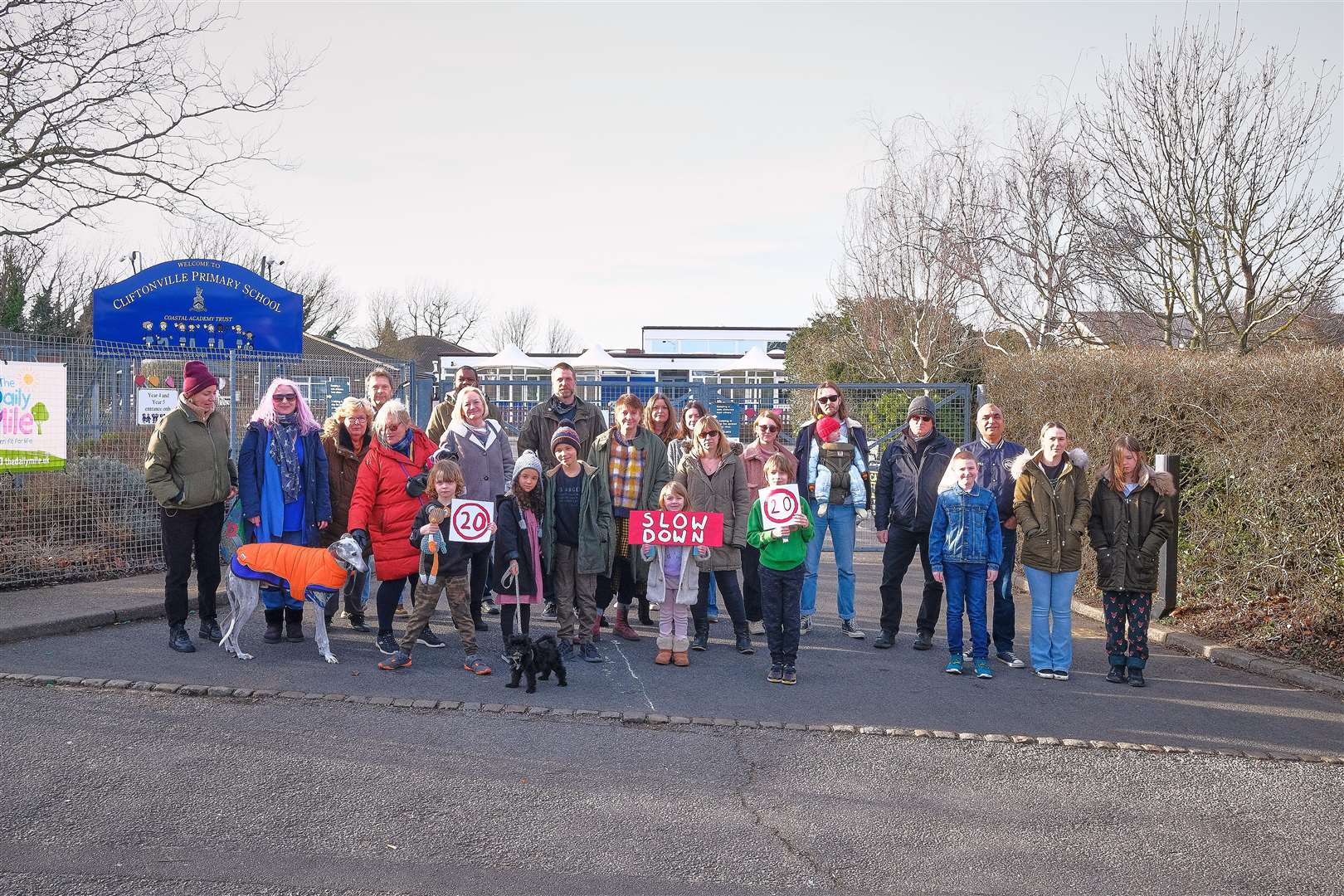 Campaigners in Cliftonville hold protest calling for 20mph speed limit after spate of crashes in the area. Picture: Alan Harford (54716372)