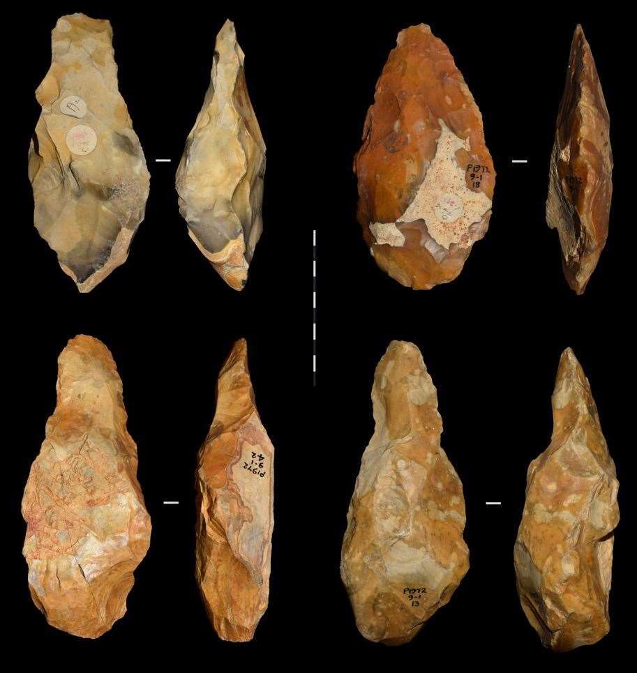 A selection of handaxes discovered in the 1920s. Picture: Alastair Key