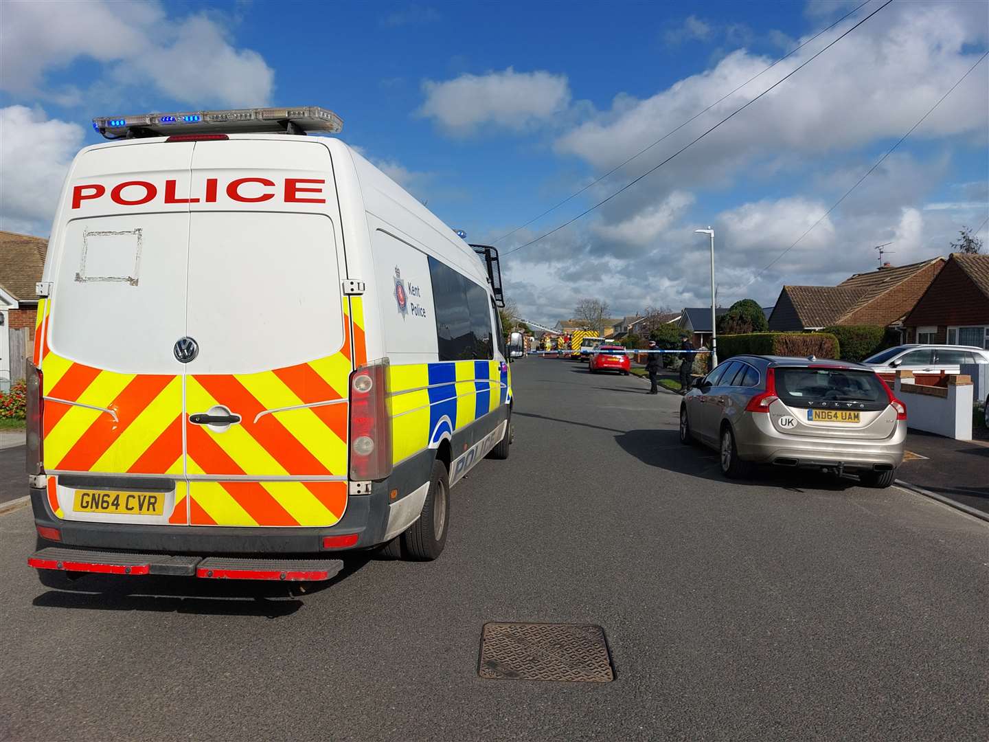 Emergency services remained at the scene of the fire in Landon Road, Herne Bay, for hours