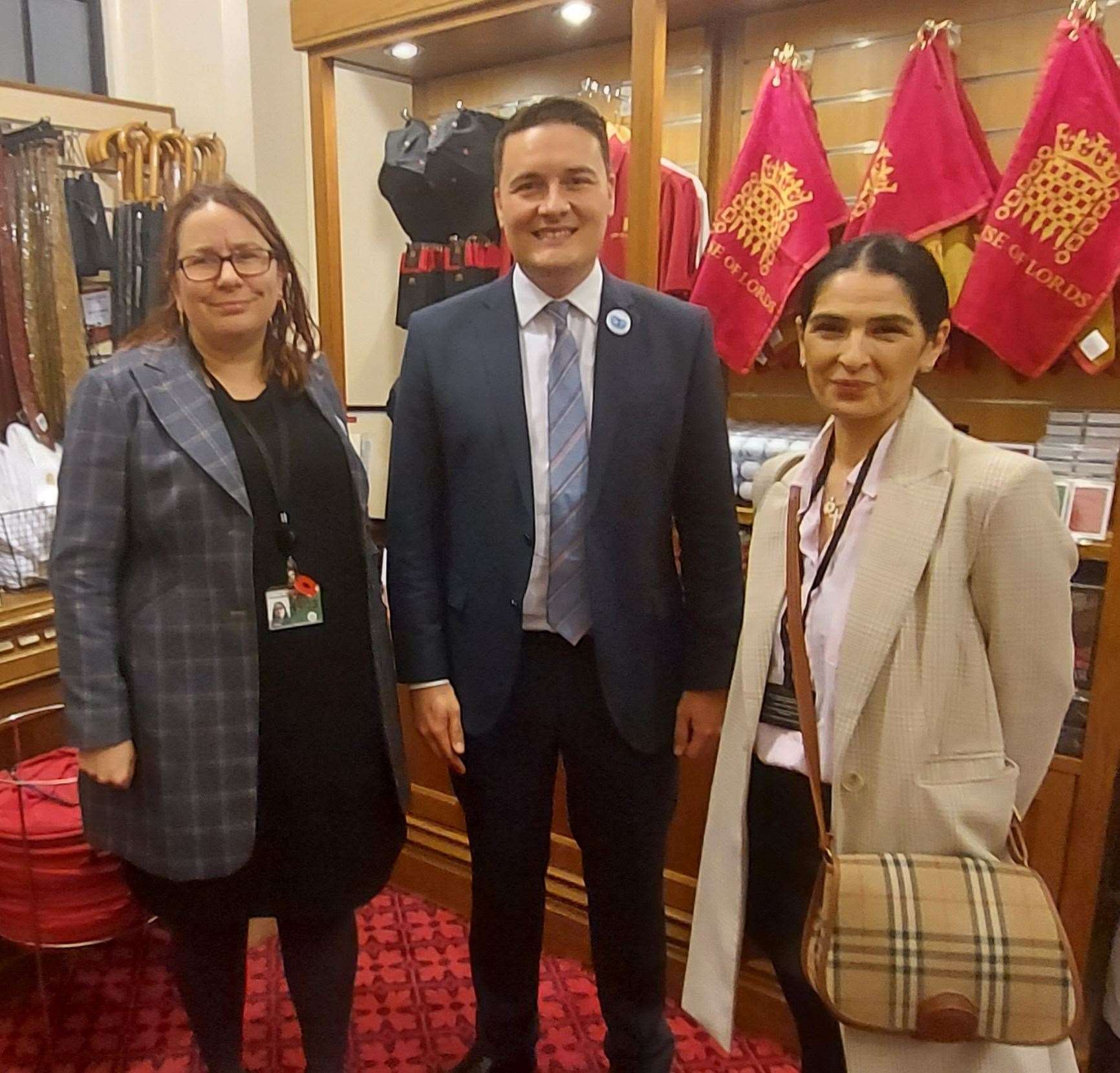 Dartford councillor Kelly Grehan with shadow Health secretary West Streeting and Dartford mum Penny Gibbs