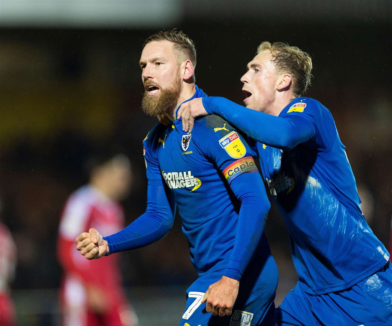 Former Gillingham player Scott Wagstaff celebrates at the final whistle after scoring the winner Picture: Ady Kerry