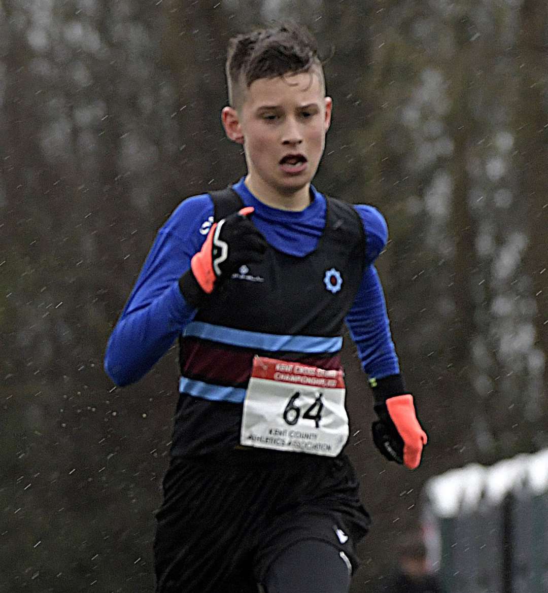 Lucas Elmqvist of Blackheath & Bromley Harriers on his way to victory in the under-13 boys' race. Picture: Barry Goodwin. (54151921)