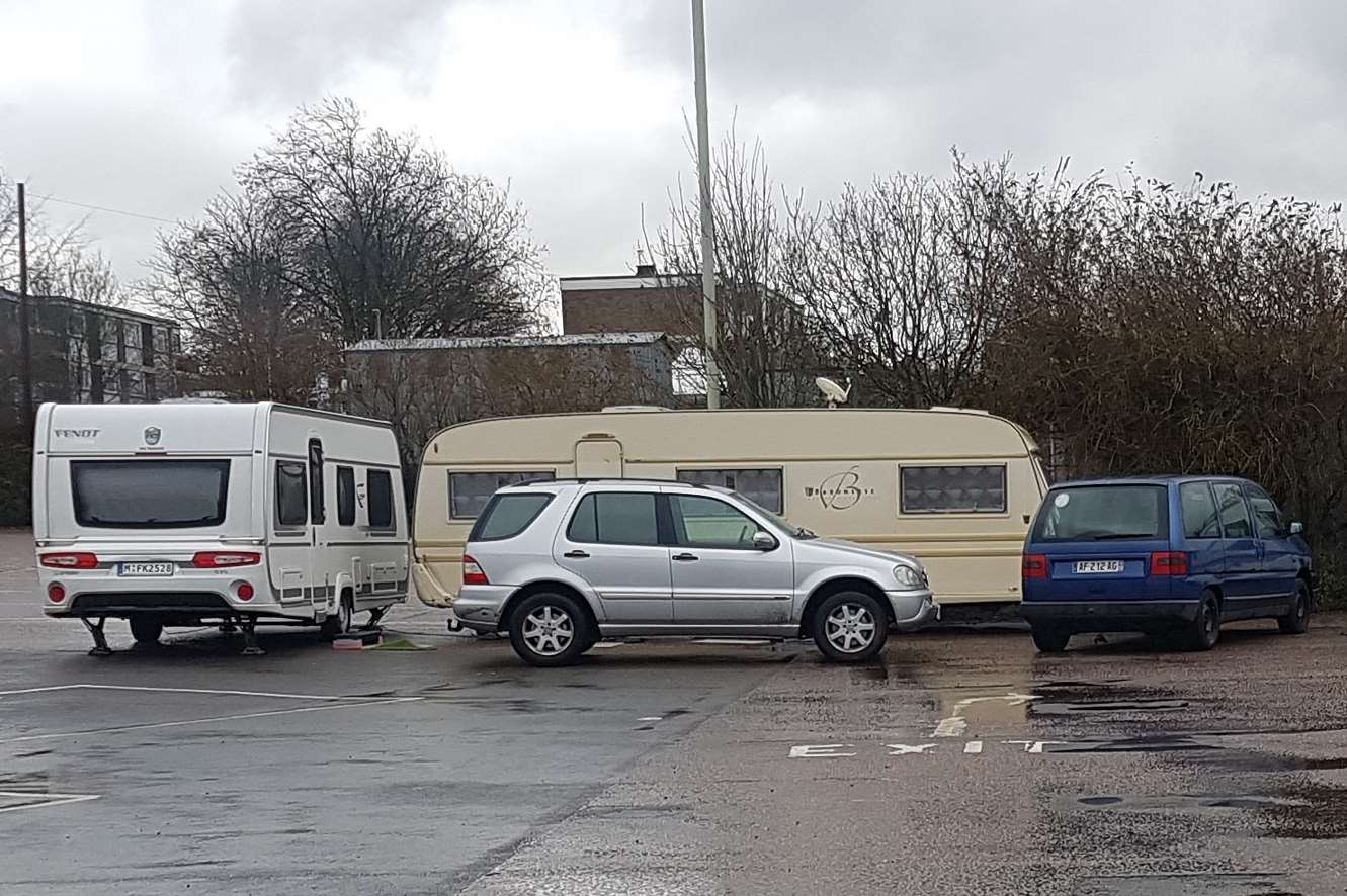 The travellers set up in Kingsmead car park