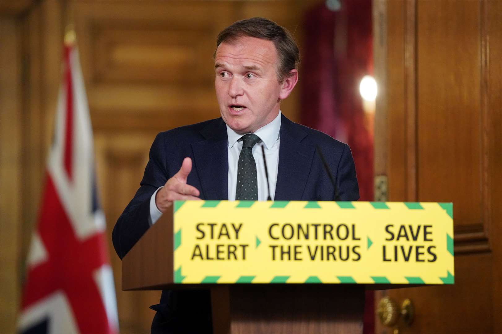 Environment Secretary George Eustice during the media briefing in Downing Street (Pippa Fowles/10 Downing Street/Crown Copyright/PA)