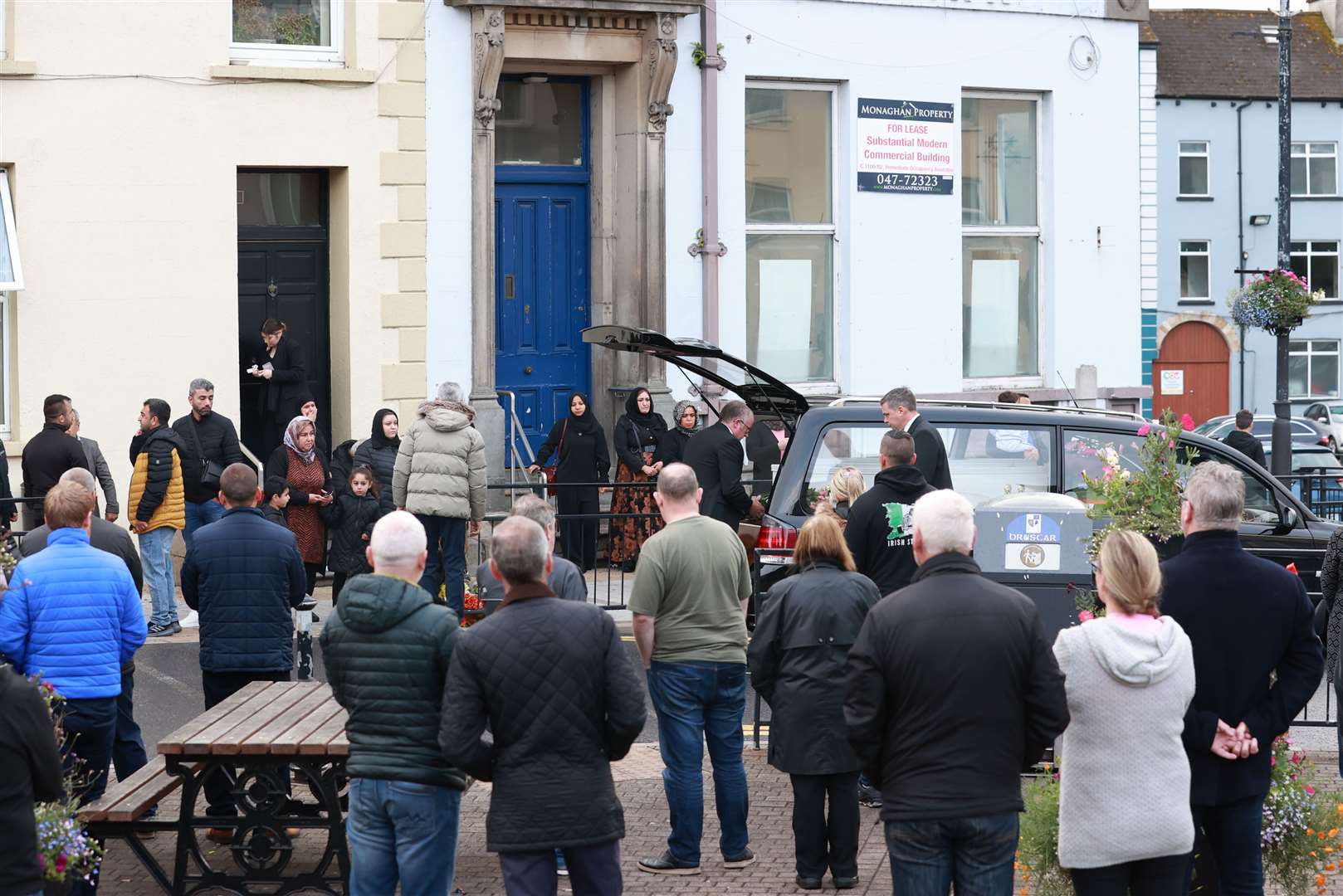 The coffin carrying Dlava Mohamed outside the family home in Clones early on Thursday (Liam McBurney/PA)