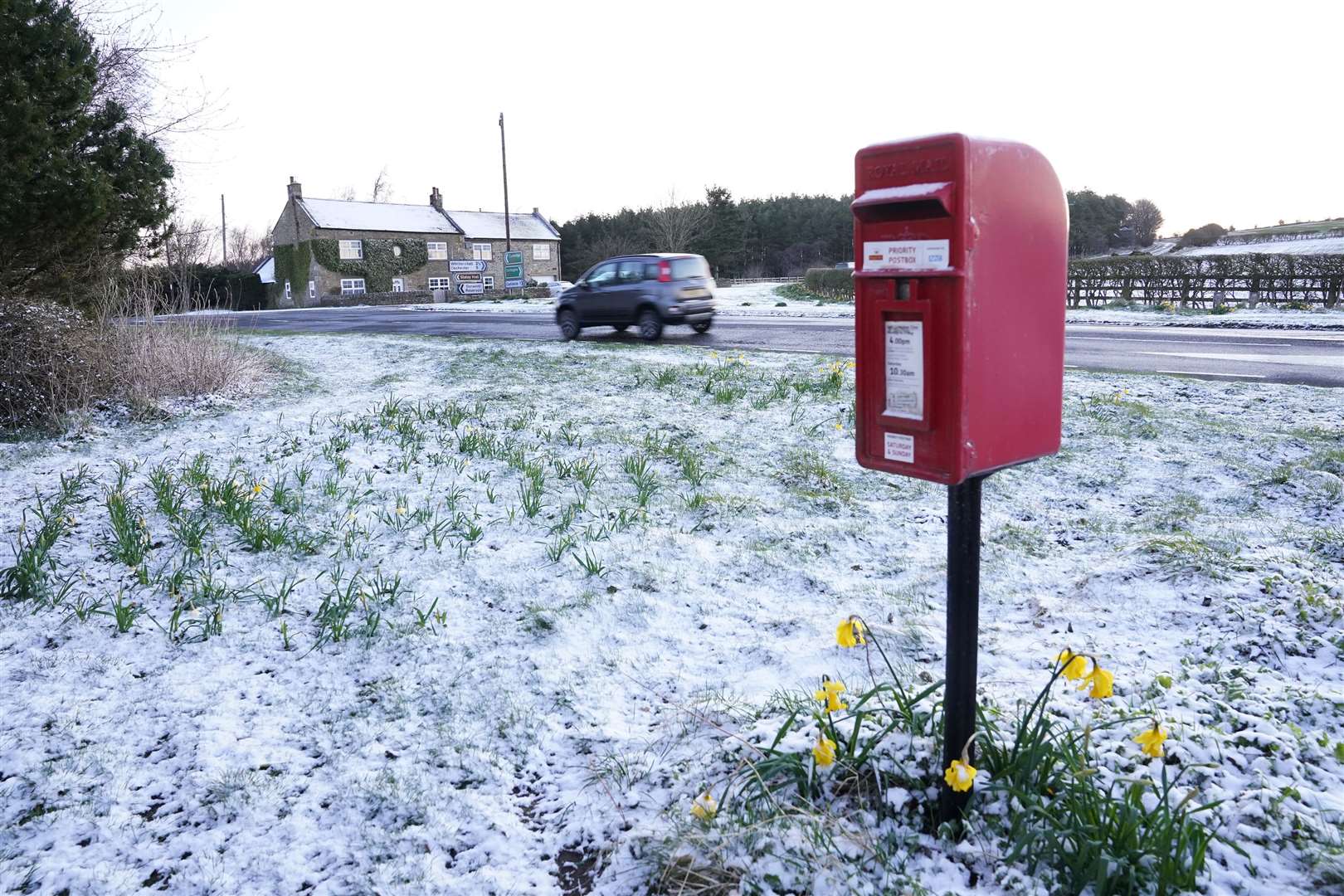 Snow fell in Slayley, Northumberland (Owen Humphreys/PA)