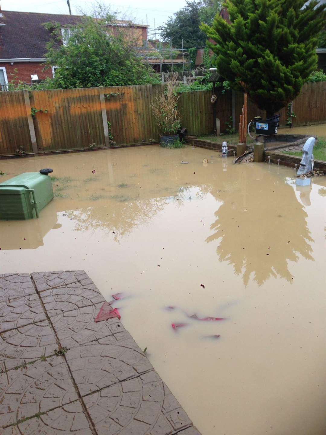 Sean Maxwell's garden in Sheerstone, Iwade, was flooded when a stream burst its banks