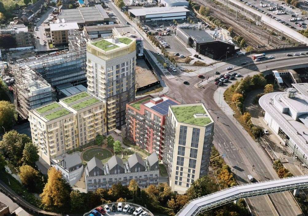 An aerial view of the 'Ashford Shard' plan. Picture: On Architecture
